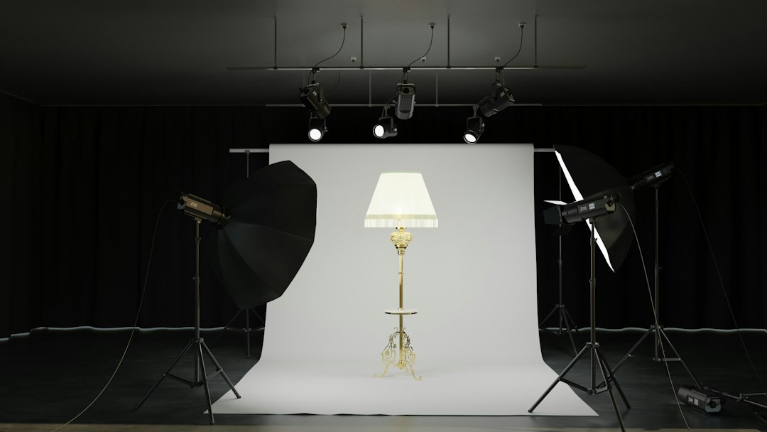 A studio photography light set up for a portrait shoot